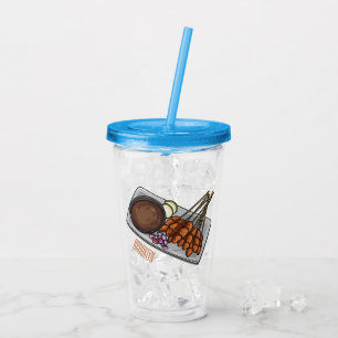 Satay cartoon illustration acrylic tumbler