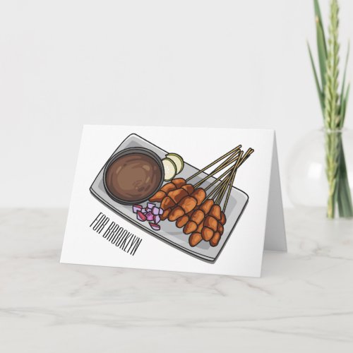 Satay cartoon illustration card