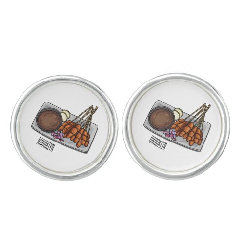 Satay cartoon illustration cufflinks