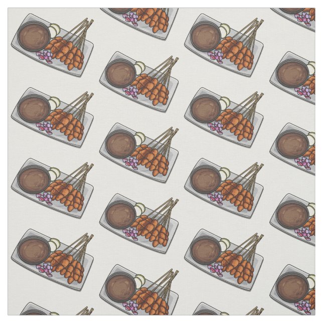 Satay cartoon illustration fabric (Swatch)