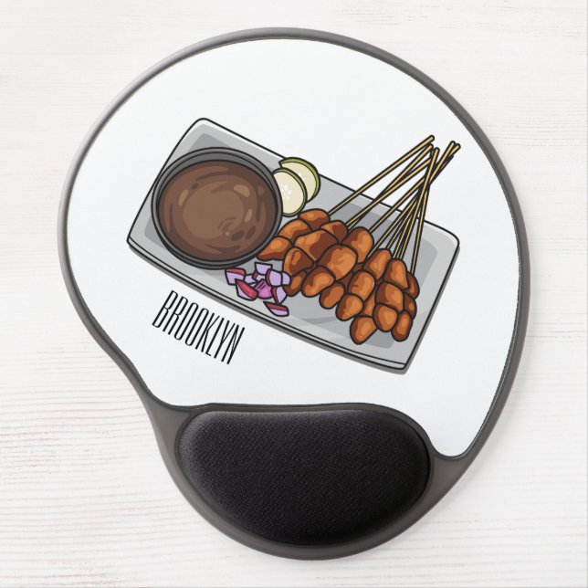 Satay cartoon illustration gel mouse pad (Front)