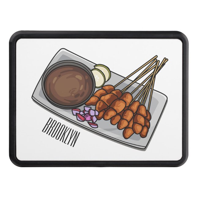Satay cartoon illustration hitch cover (Front)