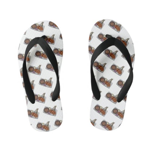 Satay cartoon illustration kids flip flops