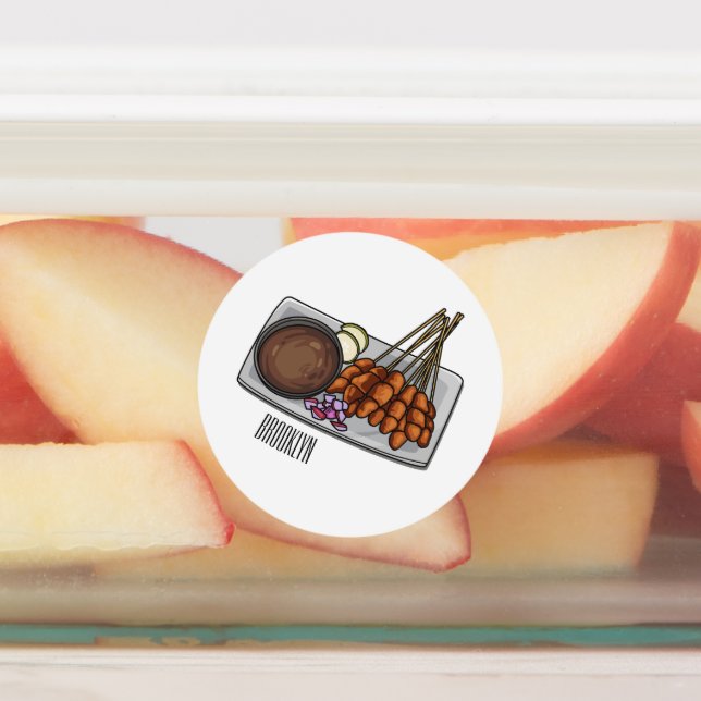 Satay cartoon illustration labels (Affixed)