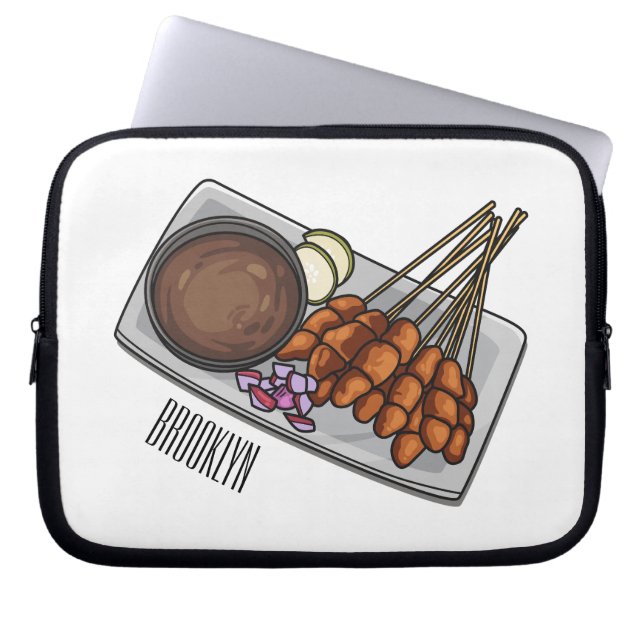 Satay cartoon illustration  laptop sleeve (Front)