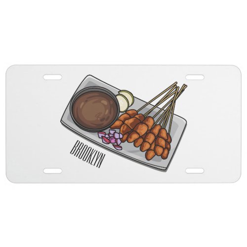 Satay cartoon illustration license plate