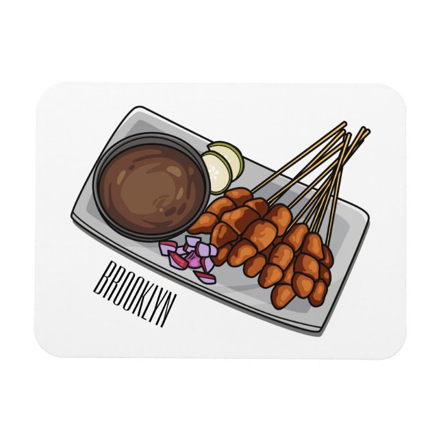 Satay cartoon illustration magnet (Horizontal)