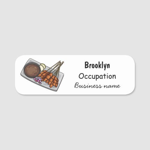 Satay cartoon illustration name tag