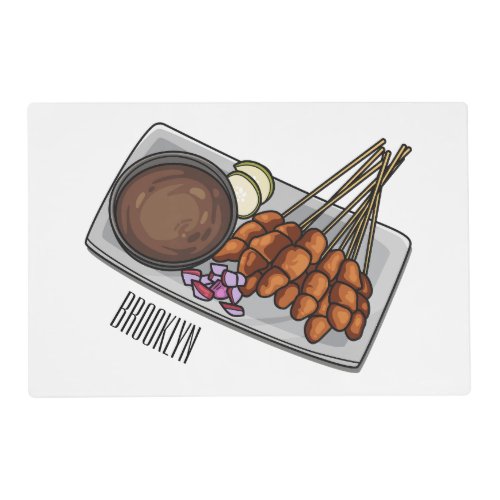 Satay cartoon illustration placemat