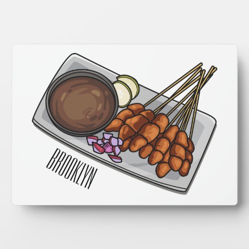 Satay cartoon illustration plaque