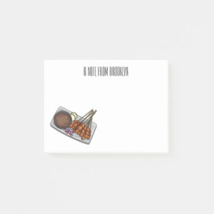 Satay cartoon illustration post-it notes