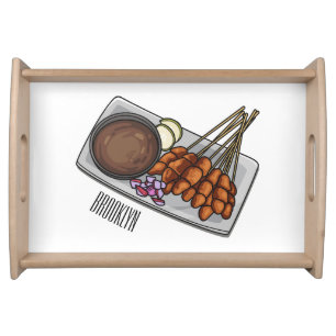 Satay cartoon illustration serving tray