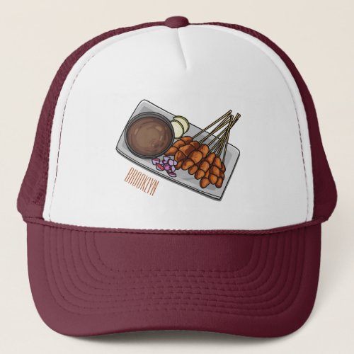 Satay cartoon illustration trucker hat