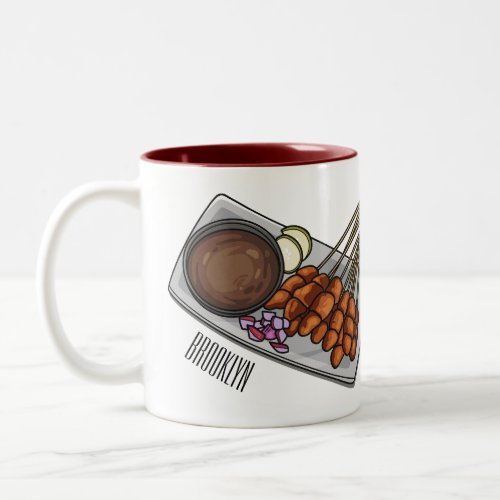 Satay cartoon illustration Two_Tone coffee mug