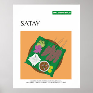 Satay Malaysia Travel Food Wall Art