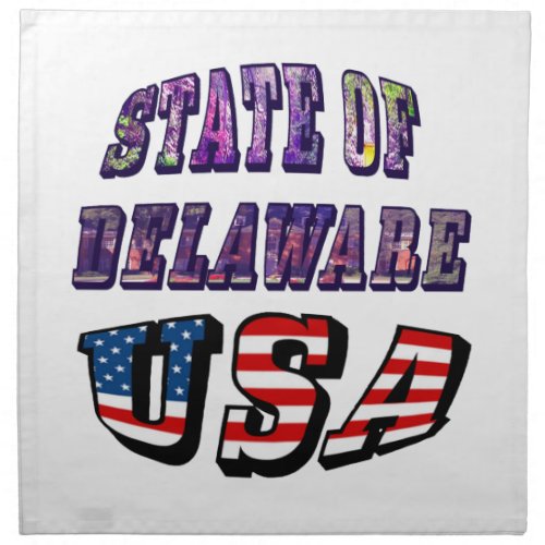 Sate of Delaware Picture and USA Flag Text Napkin