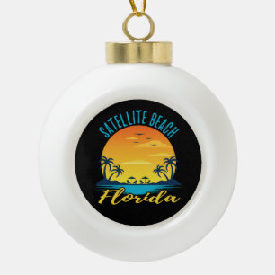 Satellite Beach Florida Palm Trees Beach Ceramic Ball Christmas Ornament