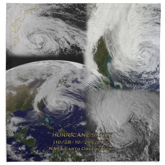 Satellite Collage View of Hurricane Sandy Cloth Napkin (Front)
