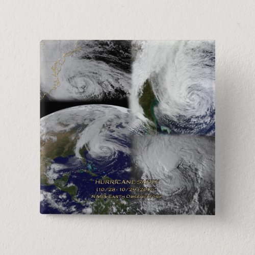 Satellite Collage View of Hurricane Sandy Pinback Button