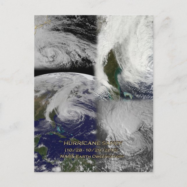 Satellite Collage View of Hurricane Sandy Postcard (Front)