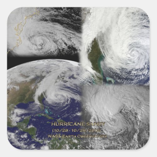 Satellite Collage View of Hurricane Sandy Square Sticker