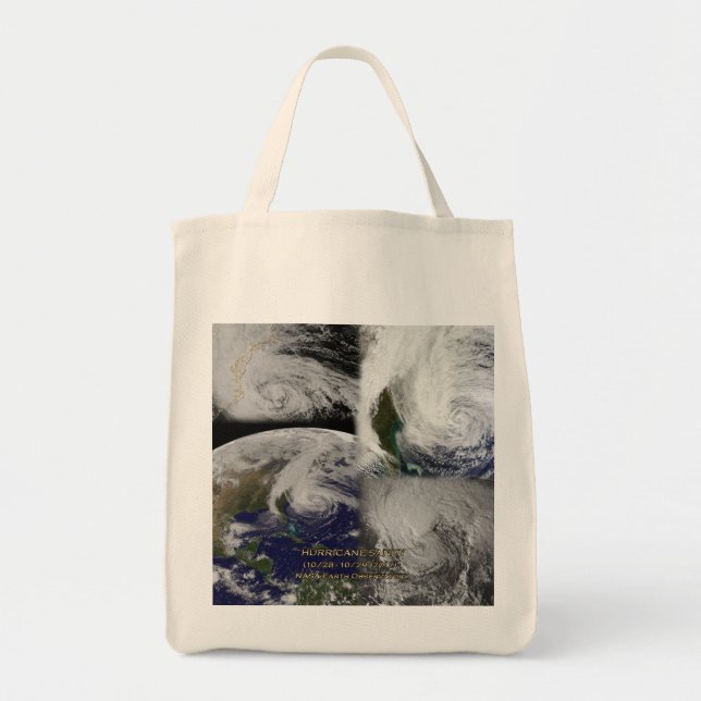 Satellite Collage View of Hurricane Sandy Tote Bag (Front)