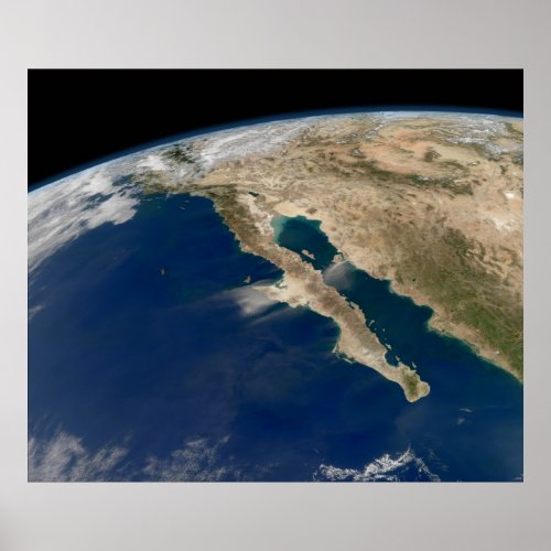 Satellite Image Baja Peninsula Mexico Poster