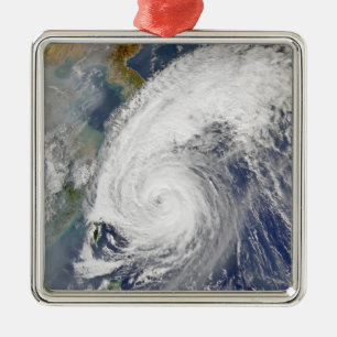 Satellite image of a typhoon metal ornament