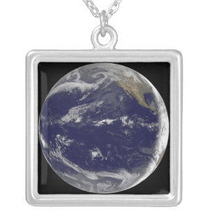 Satellite image of Earth 2 Silver Plated Necklace