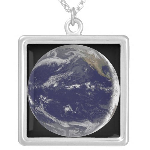 Satellite image of Earth 2 Silver Plated Necklace