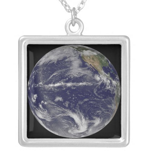 Satellite image of Earth Silver Plated Necklace