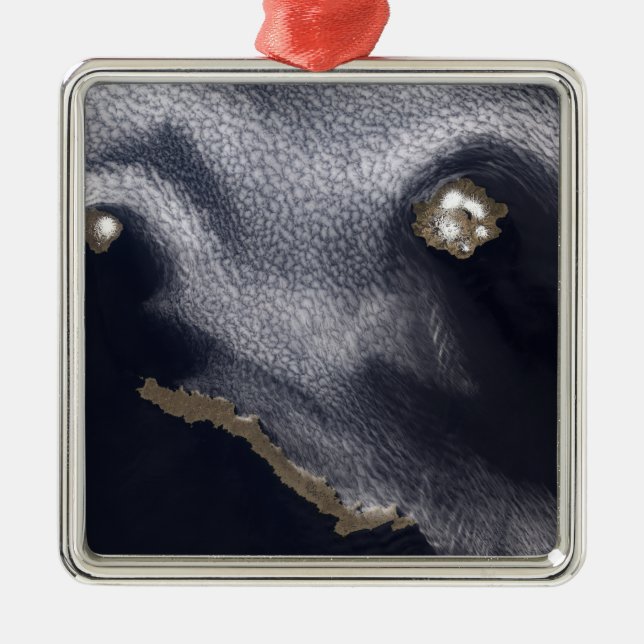 Satellite image of Semisopochnoi Island Metal Ornament (Front)