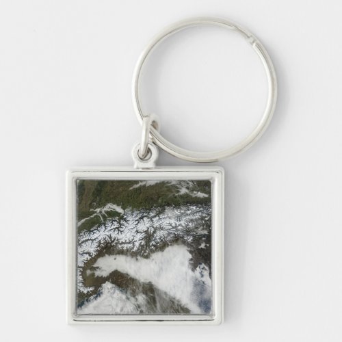 Satellite image of The Alps mountain range Keychain