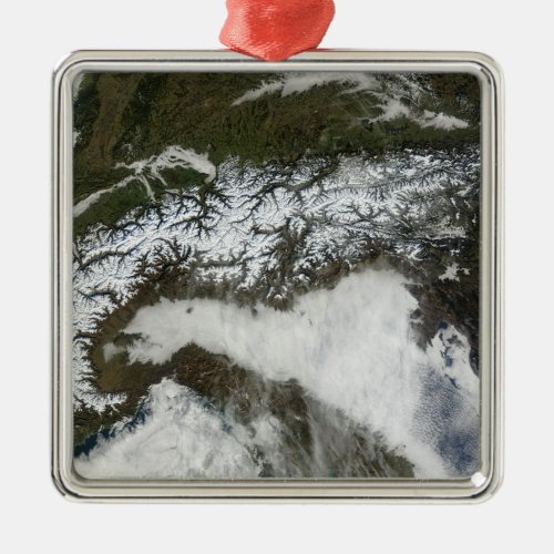 Satellite image of The Alps mountain range Metal Ornament
