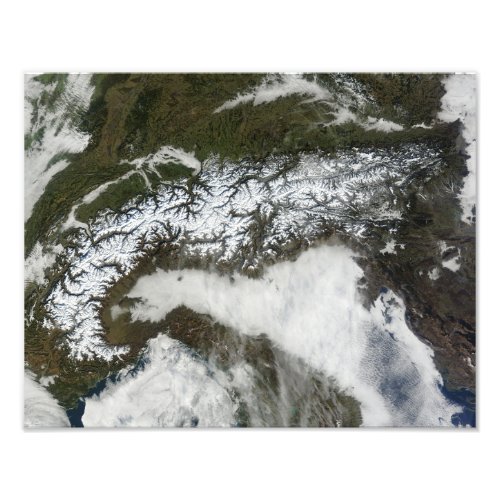 Satellite image of The Alps mountain range Photo Print