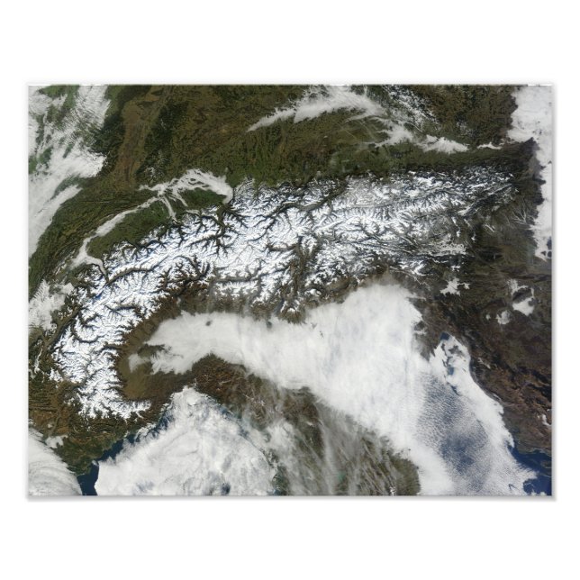 Satellite image of The Alps mountain range Photo Print (Front)