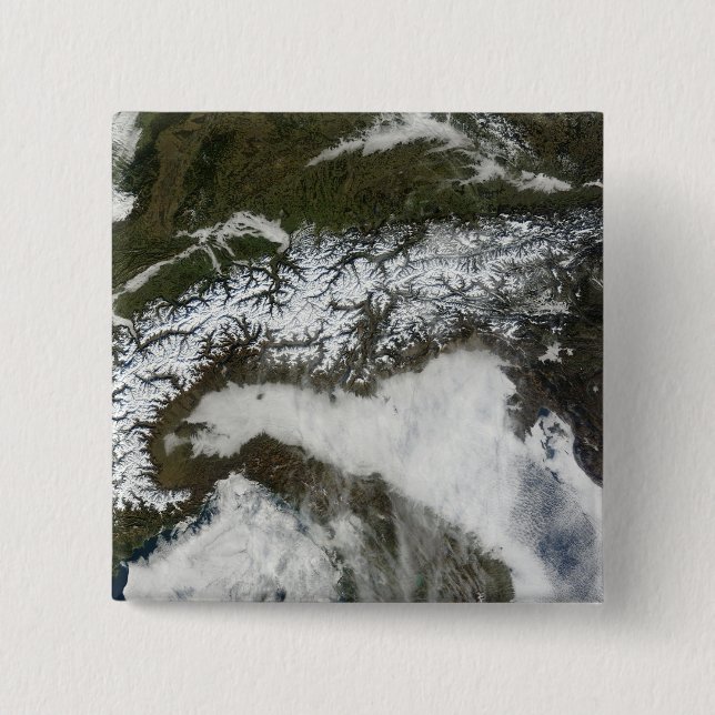 Satellite image of The Alps mountain range Pinback Button (Front)