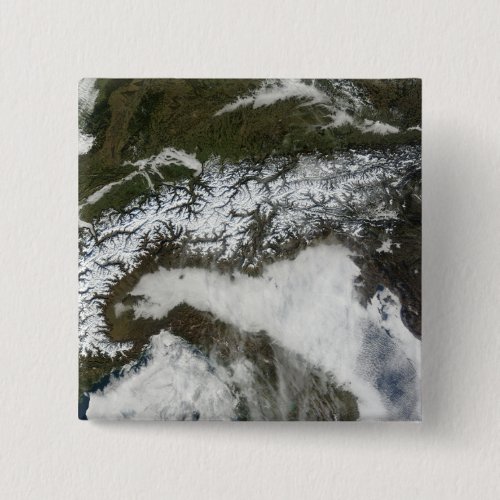 Satellite image of The Alps mountain range Pinback Button