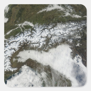 Satellite image of The Alps mountain range Square Sticker