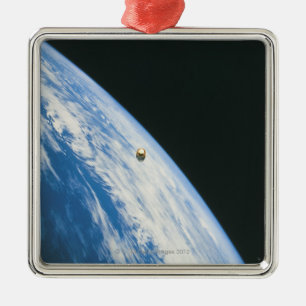 Satellite in Orbit Metal Ornament