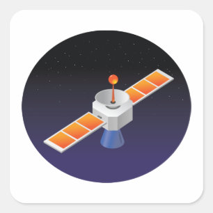 Satellite In Space Square Sticker