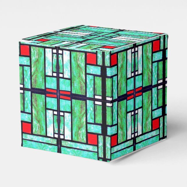 Satellite Photo Mosaic Geometric Favor Box (Front Side)