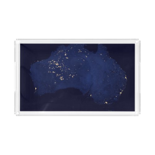 Satellite The Night Lights Of Australia Acrylic Tray