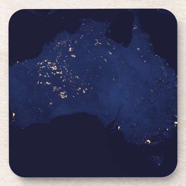 Satellite The Night Lights Of Australia. Beverage Coaster (Front)
