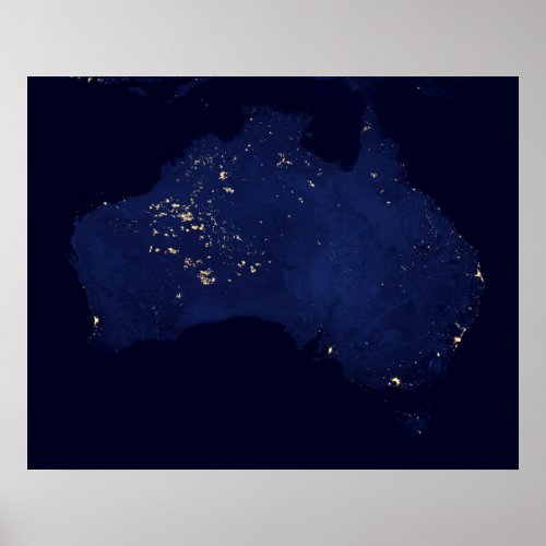 Satellite The Night Lights Of Australia Poster