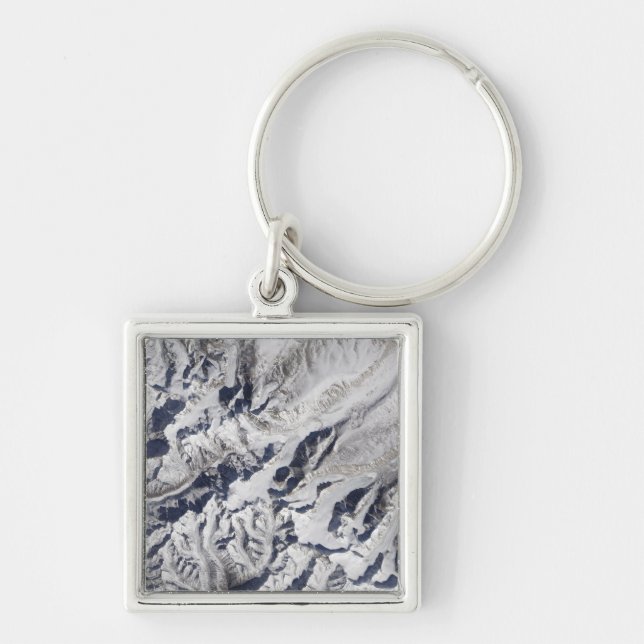 Satellite view of a Himalayan glacier Keychain (Front)