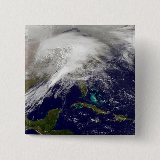 Satellite view of a massive winter storm button (Front)