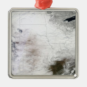 Satellite view of a massive winter storm over U Metal Ornament