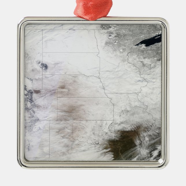 Satellite view of a massive winter storm over U Metal Ornament (Front)