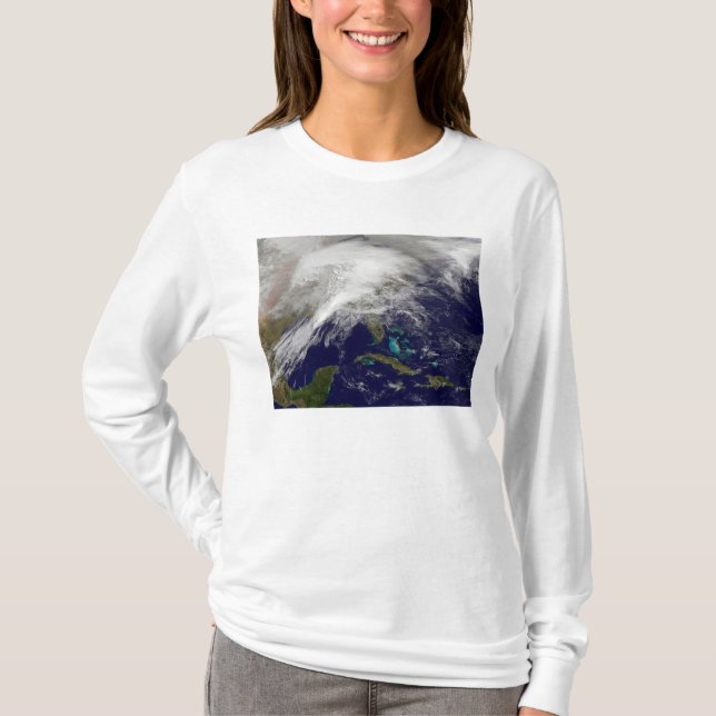 Satellite view of a massive winter storm T-Shirt (Front)